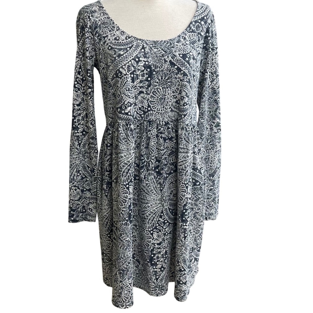 Peruvian Connection Paisley Print Long Sleeve gathered‎ Dress Women Sz  Small